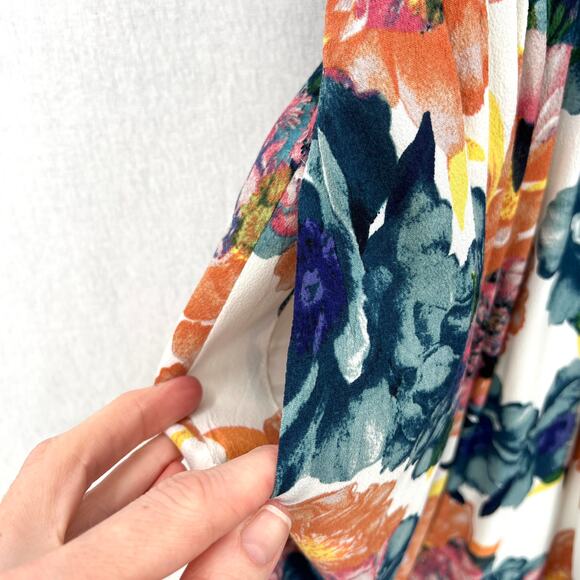 NBD Lightning Floral Print Skater Dress Women Medium White Multi Plunging V-neck - Picture 12 of 16